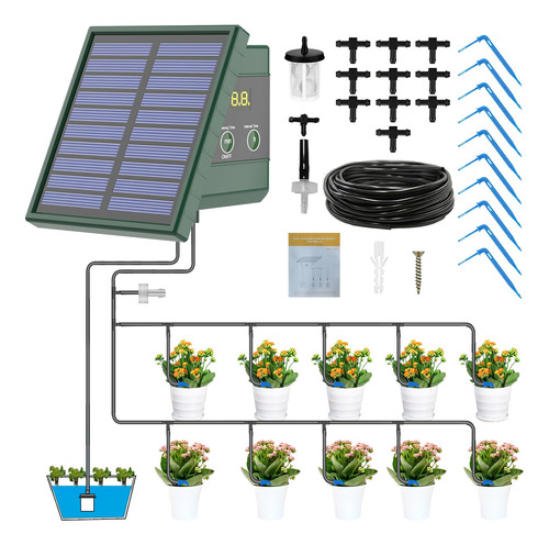 Sistema De Riego Por Goteo Solar Para Jardín, Kit Automático