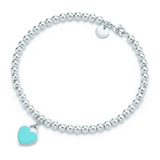 Brazalete Tiffany & Co Placa Corazón Azul Cuentas