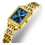 Elegante Reloj De Señora De Acero Inoxidable Azul Olves