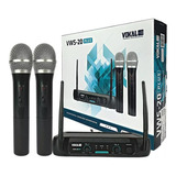 Microfone Sem Fio Duplo Vhf Profissional Vokal Vws-20 Plus Preto