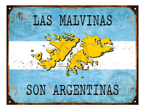 Cartel De Chapa Vintage Malvinas Argentinas 30x40cm