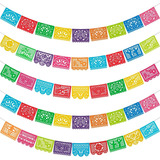 Kit 5 Pancartas Mexicanas  Fiestas Patrias De Papel Picado