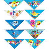 Bandanas Personalizadas Baby Shark, Para Pet Shop.10 Unid M