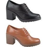 Zapatos De Tacon Bostonianos Botines Kit 2 Pares Cafe Negro