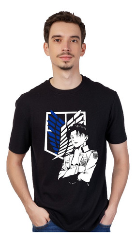 Remera Negra Levi Ackerman - Attack On Titan - Anime Unisex