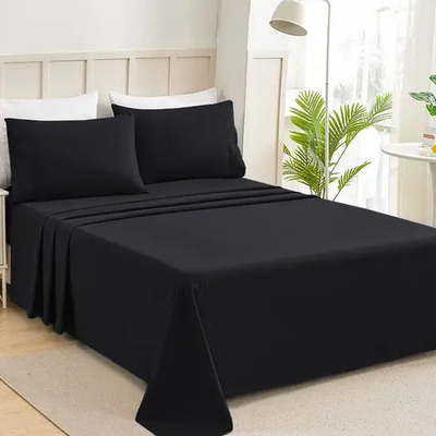 Juego De Sábanas Matrimonial Size 2500 Hilos Microfibra Premium Suave Y Cómodo Lujoso Hipoalergénico 4 Pcs Negro | MercadoLibre