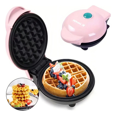 Máquina de Waffles Novaka® Mini Rosa Redonda Antiadherente Compacta | MercadoLibre