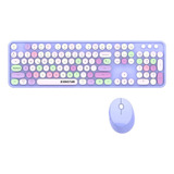 Zienstar Teclado Y Mouse Inalámbrico Retro Multicolor Con Ñ