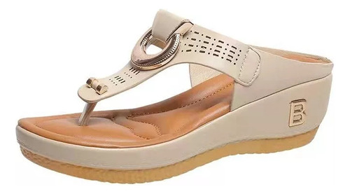 Zapatos Para Mujer, Sandalias Con Tacón Inclinado, Sandalias