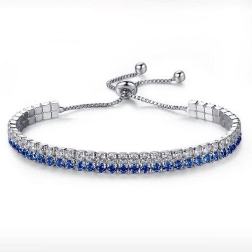 Pulsera Brazalete Plata 925 Doble Zirconia Dama Regalo Novia