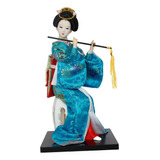 Escultura De Muñeca Geisha Asiática De Geisha Azul