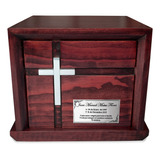 Urna Funeraria Cenizas Placa Personalizada Madera Cruz Grand