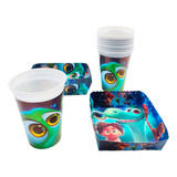 Kit 12 Vasos 12 Platos Decorativos Gran Dinosaurio