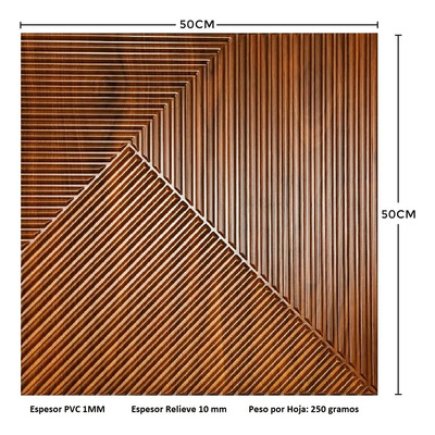 Panel Muro 3d Pvc Lambrin Madera 50x50 3m2 12piezas+adhesivo Color Caoba D168MO | Meses sin interés
