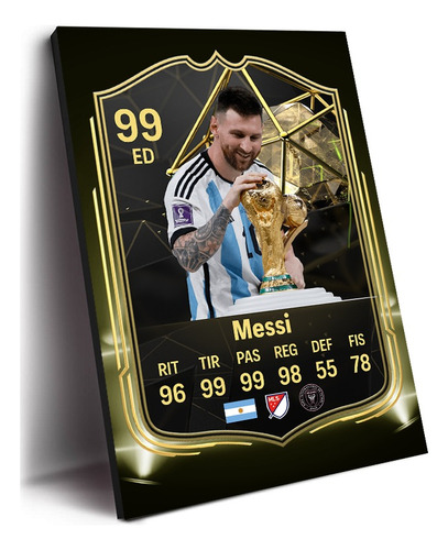 Cuadro Messi Carta Tipo Fifa 24 Campeon Mundial 30cmx20cm 
