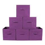 Greenco Organizadores Set 6 Cubos Plegables Tela Morado Ropa