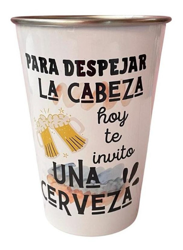 Vaso Cervecero De Acero Inoxidable 470cc Frase Mod.03