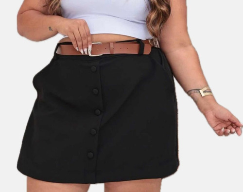 Short Saia Alfaiataria Tendência Plus Size Moda Verão Luxo