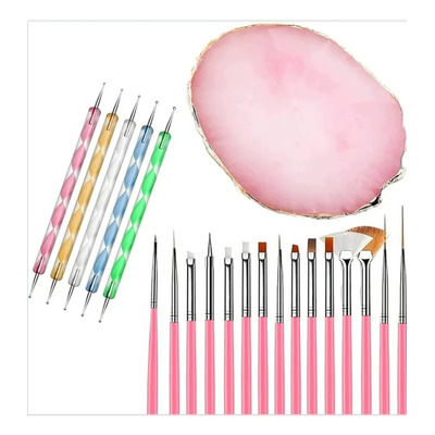 Pinceles Mano Alzada Liner+punteros+paleta Para Arte En Uñas | MercadoLibre