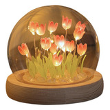 * Tulipanes Flores Artificiales Eternas Con Luz Led Para