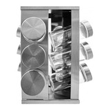 Especiero Acero Inox 12 Frascos Giratorio Cuadrado Cc