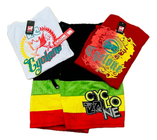 Bermuda De Veludo Cyclone Reggae Duas Camisetas Chave