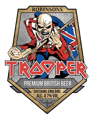 2x Adesivo Iron Maiden Trooper Beer 26 X 19 Cm
