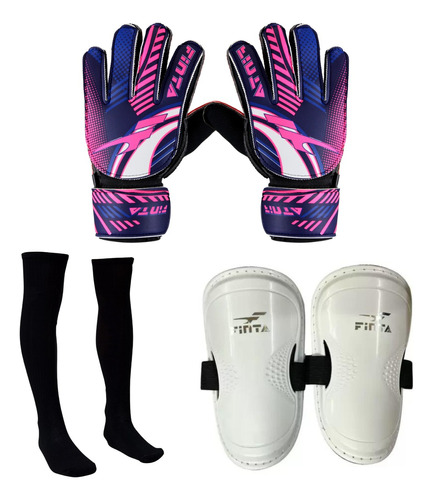 Kit Goleiro Para E Treinos Infantil Luva Caneleira E Meião 