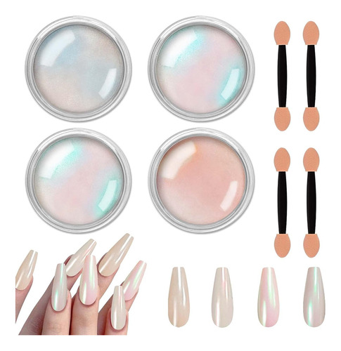 Polvo Para Uñas 4 Pcs Camaleón Holográfico Espejo Metálico