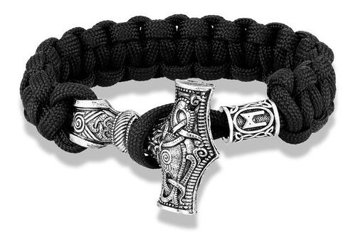 Pulsera Brazalete Vikingo Mjolnir Thor Martillo Runas