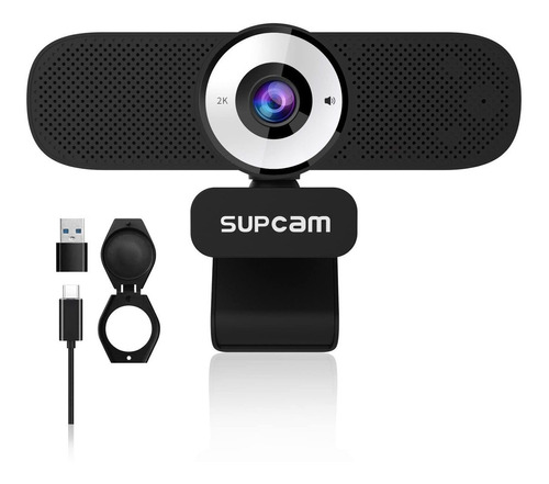 Supcam Webcam With Microphone, Hd 2k Web Camera For Laptop C