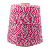 Barbante N°8 Mesclado Crochê Tricô 700g Branco / Pink