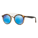 Anteojos De Sol Ray-ban Gatsby I Standard Con Marco De Propionato Color Matte Tortoise, Lente Blue De Policarbonato Espejada, Varilla Matte Tortoise De Propionato - Rb4256