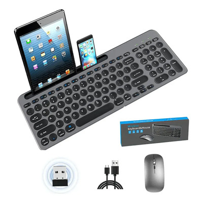 Kit Teclado Y Mouse Inalámbrico Silencioso Recargable Usb Español 2.4g Gris | Meses sin interés