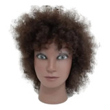 Cabeça De Boneca Afro Para Treino Cabelo Humano + Suporte