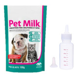 Leite Gato Filhotes Pet Milk 100g + Kit Mamadeira