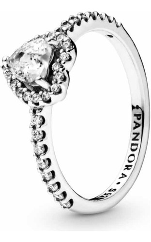 Anillo Elevado Pandora Corazón Compromiso Mujer