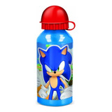 Botella Aluminio Infantil 400ml Sonic Con Tapón Para Viaje Color Azul