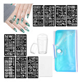 Estampas Sello Uñas: 9 Plantillas+sello+raspador+bolsa Láser