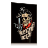 Quadro Vidro Caveira Salão Barbearia Barbershop 100x70