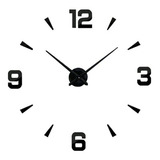 Reloj De Pared 3d Tamaño Grande Color Negro 