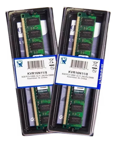 Memória Pc Ddr3 8gb Kingston 1600mhz  Pc3 12800  Kvr16n11/8