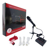 Kit Micrófono Condensador Con Tarjeta Sonido V8 Efecto 4en1