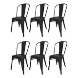 Silla De Comedor Desillas Tolix, Estructura Color Negro Microtexturado, 6 Unidades