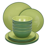 Vajilla En Set Verde Melamina 12 Piezas Dinnerware Sets Serv