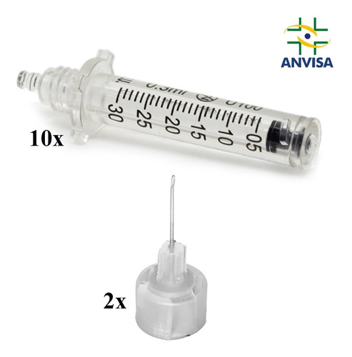 Kit 10 Cartuchos 0,3ml + 2 Adaptadores 0,3ml Com Anvisa Nfe