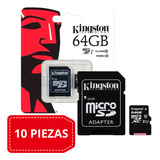 Paquete De 10 Memorias Kingston Micro Sd 64gb + Adaptador