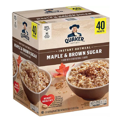 40 Pack Avena Instantanea Quaker Maple Brown Sugar Usa | Envío gratis