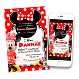 Invitación Digital Minnie Mouse Imprimible Whatsapp