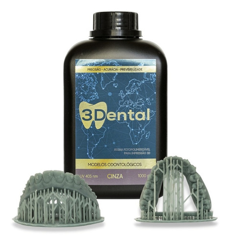 Resina 3d Dental Modelos - Odor Mentolado - Cinza 1kg